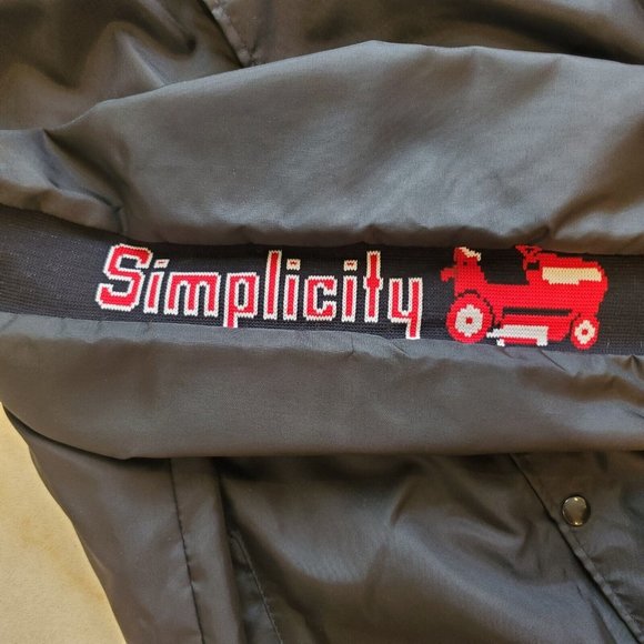 Vintage Black Satin Button-Up Bomber Jacket Men's Size L SIMPLICITY Tractors - Picture 3 of 7